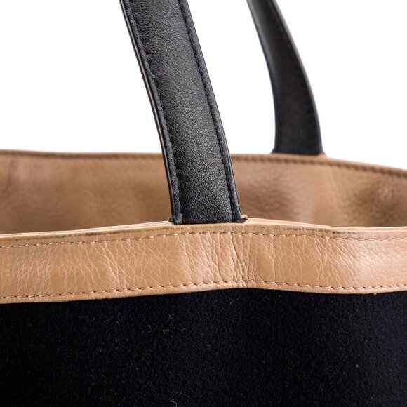 LORO PIANA REVERSIBLE Inside-Out Tote w/ Pouch ~ Leather & Storm System Cashmere - Picture 5 of 7